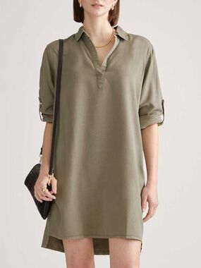 Velvet Heart Olive Green Shirt Dress - Collared Mini